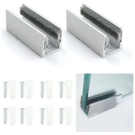 Guide pour porte coulissante en verre - roulette de sol, accessoire pour système de porte coulissante en verre sans cadre, 2 pièces (1/5)