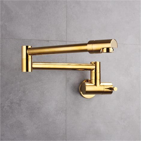 Robinet de Cuisine remplisseur de Pot Robinet de Cuisine Pliable évier de Cuisine mitigeur Laiton Noir/doré/Chrome 360 ​​degrés Simple Froid Mural Rotatif Bidet Robinet (Color : 3, Size : J) (1/5)