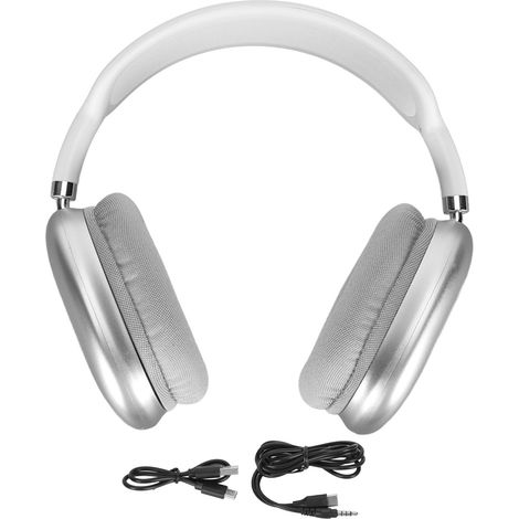 Écouteurs sans fil Bluetooth MS-B1, avec microphone intégré, prise en charge de la lecture sans fil/filaire, fonction de détection de port, unité de haut-parleur de 40 mm, blanc. (1/5)