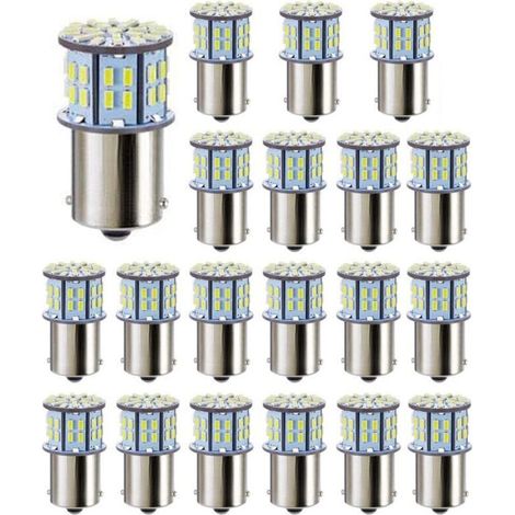 Ampoules LED Blanc 50 SMD 3014 Super 20 Pièces 1156 1141 1003 BA15S pour Camping Car Remorque Bateau (1/4)