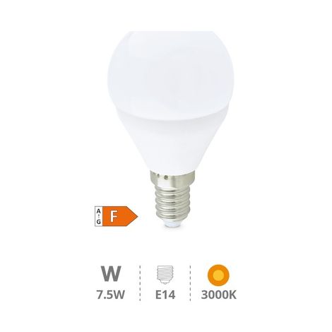 Bombilla LED esférica G45 E14 7,5W 3000K 650 lm 200 grados