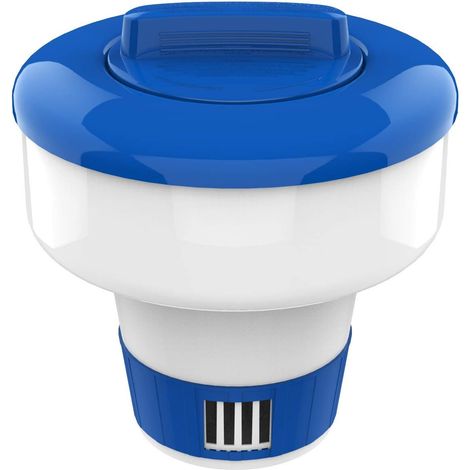 7 Inch Floating Chlorine Dispenser, Large Capacity Adjustable Release Tablet Float for Indoor and Outdoor Swimming Pools, Blue & White (1/5)
