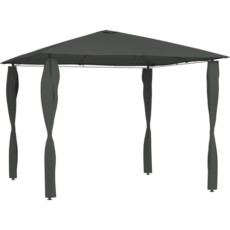 Pavillon mit Pfostenabdeckungen 3x3x2,6 m Anthrazit 160 g/m²