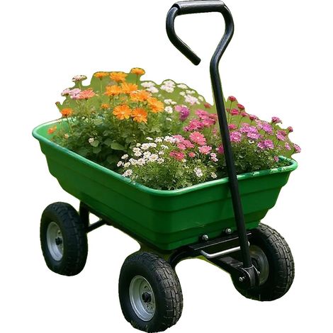 Gartenwagen, hohe Tragfähigkeit, verbesserte Manövrierfähigkeit, Grün (1/2)