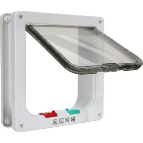 Chatière pour Chat,Magnétique Verrouillable 4 Modes pour Animaux Domestiques Chatons et Chatons Medium Blanc (1/5)