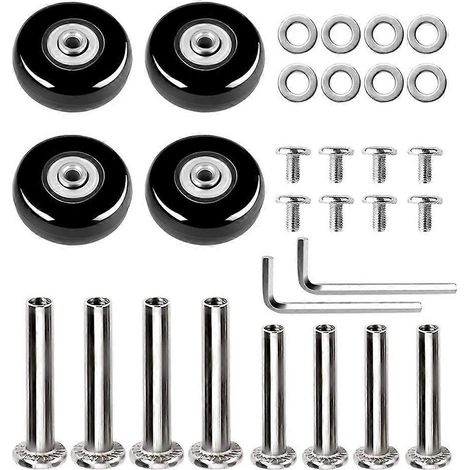 Roulettes pour meubles, roulettes pour bagages, pièces de rechange pour roulettes de valise, roulettes pivotantes en caoutchouc, roulettes pour valise-5X5CM-Black