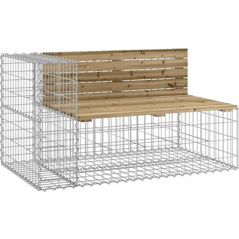 Banc de jardin Banc extérieur Banquette de jardin design gabion 122x71x65,5cm bois de pin imprégné (1/5)