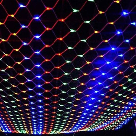Rideau lumineux LED coloré en maille, 1.5 x 1.5 m, 204 LED, 8 modes, éclairage décoratif pour sapin de Noël, pour Thanksgiving, Noël, fêtes, événements, multicolore (1/5)