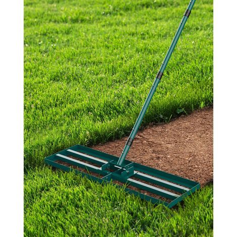 Raclette à gazon 76 x 25 cm - Râteau de nivellement - Sable large - Raclette pour pelouse avec manche de 198 cm - Râteau de jardin scarificateur pour cour, jardin, terrain de golf (1/5)