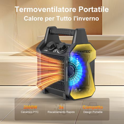 DAHTEC Termoventilatore portatile da 2000W, doppia sicurezza e design compatto, ideale per tutta la casa. (1/5)