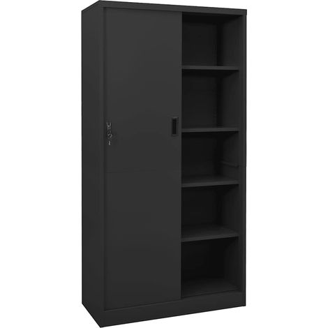Maison Exclusive - Armoire de bureau et porte coulissante Anthracite 90x40x180 cm (1/5)