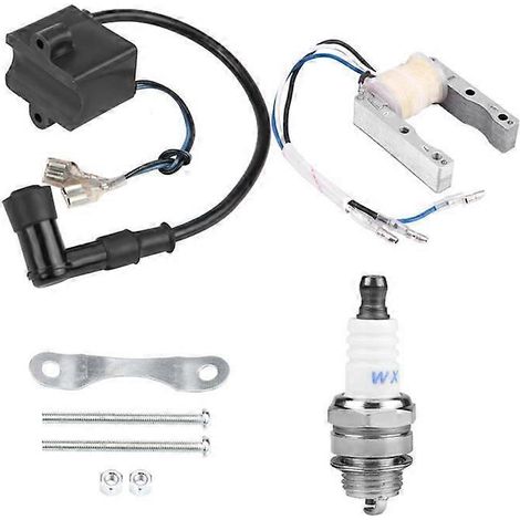 Bobine d'allumage magnéto CDI, compatible avec les bougies d'allumage des moteurs de 49 cm³, 66 cm³ et 80 cm³. (1/4)