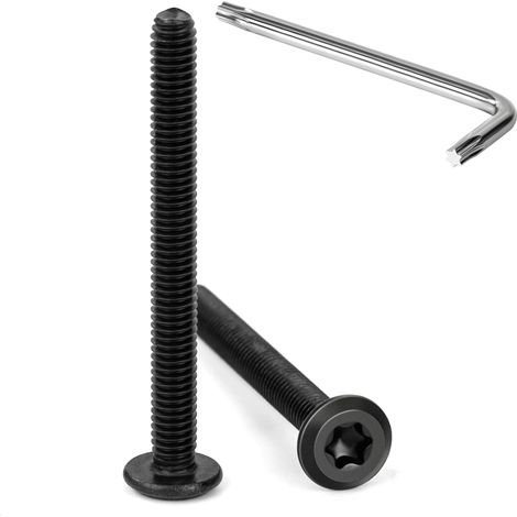 20 Pièces Vis à Tête Plate Torx Noir M4 x 40 mm Vis à Six Pans Creux en Acier Inoxydable A2 V2A Boulons de Meubles Hexagonale avec Clé T20 Filetage Complet (1/5)