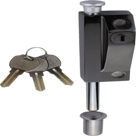 Cerrojo de resorte robusto de 18 cm (7 pulgadas) de largo, fabricado en acero inoxidable macizo, cerrojo vertical con llave, herraje para cerradura de puerta, color negro.