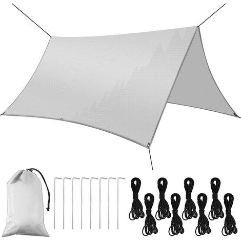 Rain Tarp, 3x3M Camping Rain Tarp Tent Canvas, Portable Foldable Hiking Shelter for Outdoor Hammock Travel, Picnic (1/5)