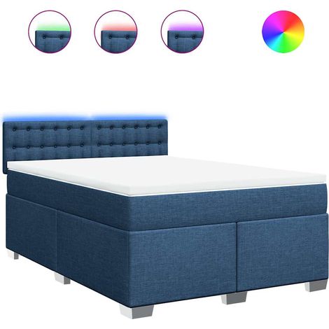 Maison Exclusive - Sommier à lattes de lit avec matelas Bleu 140x190 cm Tissu (1/5)