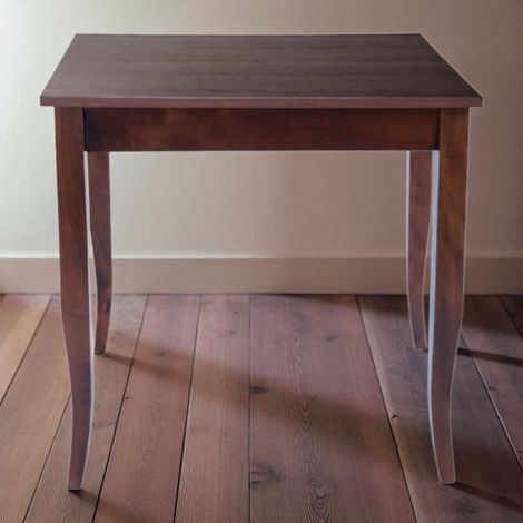 Tavolo fisso in legno con gamba a sciabola RISTORANTE misura 80x80 NOCE (1/4)