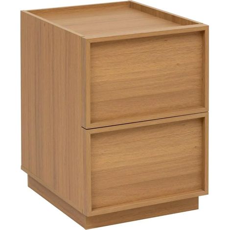 Table de Chevet 2 Tiroirs "Framy" 54cm Marron (1/5)