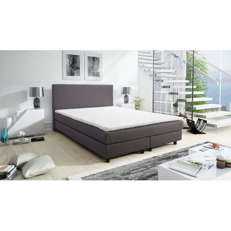 Boxspringbett Boxbett Glenn 2 Hotelbett 140x200 Bonellfederkern Bett Topper grau (1/4)
