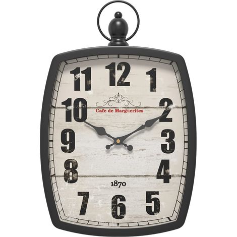 Horloge Murale rétro rectangulaire, Design Antique à l'ancienne, Style Rustique Vintage, Horloge Murale silencieuse à Piles pour la Maison de Campagne, la Cuisine et Le Bureau (Black) (1/5)
