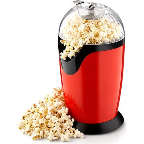 Machine à Pop-Corn: 1200w Machine a Pop Corn à Air Chaud Avec Couvercle Transparent Et Verre Doseur, à Bouton Unique Machines à Popcorn Pour Les Soirées Cinéma, Les Cinémas Maison, Les Fêtes (1/5)