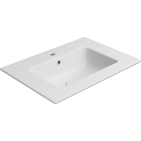 Lavabo en céramique PURA Slim 62x46cm, blanc mat (1/3)