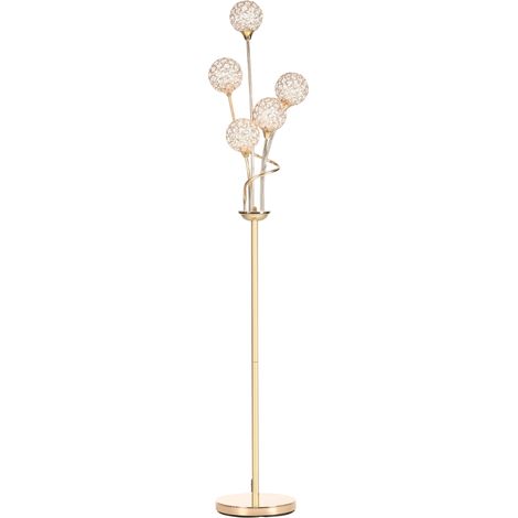 Crystal Floor Lamps for Living Room Bedroom with 5 Light, Modern Upright Standing Lamp, 34x25x156cm, Gold Tone (1/5)