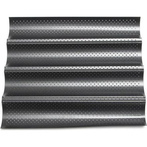 Moule À Baguette - Acier Noir Anti-adhésif - Pour Pain Français - 38 x 32 x 2,5 cm - 1 Pièce (1/4)