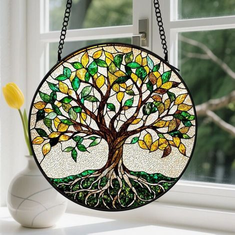 Capteur de Soleil en Vitrail Décoration Spirituelle pour Maison 9cm (1/4)