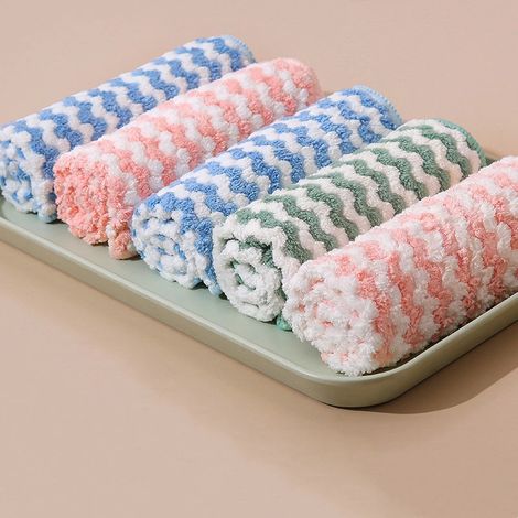 5 PCS Épais Serviette De Cuisine Torchon Ménage Cuisine Chiffons Gadget Microfibre Antiadhésif Huile Table De Nettoyage Essuyer Chiffon Tampon À Récurer 25X25cm