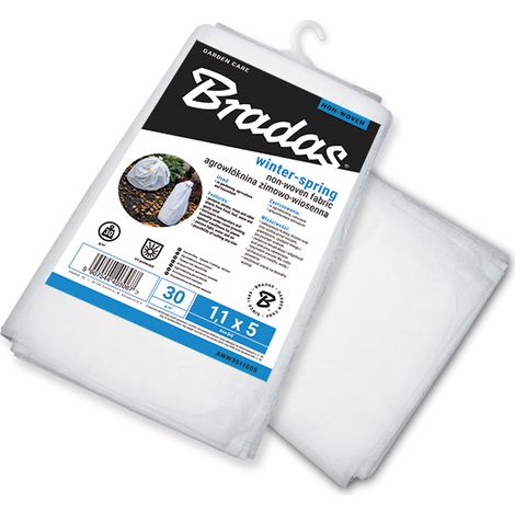 Bradas AWW3016005, Lona de Protección para Jardín, 30 g/m², 1.6 x 5 m, Color Blanco, Ideal para Cultivos y Plantas contra Heladas y Frío