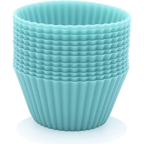 12 moldes reutilizables para muffins, silicona de alta calidad, ecológicos, sin BPA, moldes para cupcakes, moldes para hornear, molde para cupcakes y muffins - Crezuo