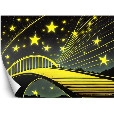 Fototapete Sterne Brücke Abstrakt Neon 150x105 cm