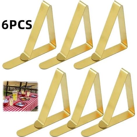 Pinces à Nappe - Non spécifié - Triangulaire Ajustable - Acier Inoxydable - Antidérapante - Or (1/4)