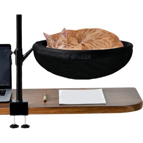 Schreibtisch-Katzenbett, 360° drehbare Liegefläche, Hängematte mit abnehmbarem Bezug, für Kätzchen und kleine Katzen (1/5)