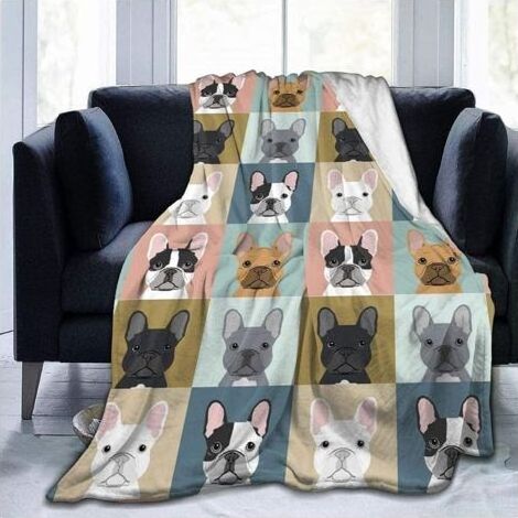 3D Bouledogue français Mignon Couverture Polaire Ultra Douce Flanelle Velours Peluche Couverture 150 x 200 cm (1/5)