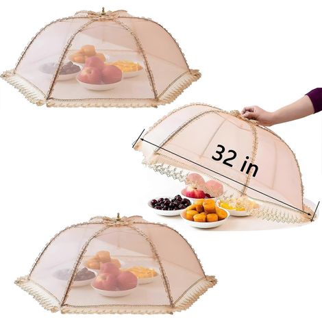 Lot de 3 filets de protection alimentaire extra larges, 81 x 81 cm, pliables, pour une utilisation en extérieur. (1/5)