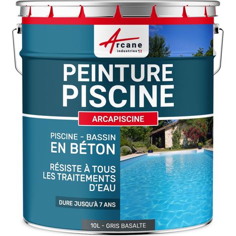 Arcane Industries – Peinture étanche pour piscine béton – 10 L – Aspect mat soyeux – Résistance aux agents chimiques – Couleur gris basalte RAL 7012