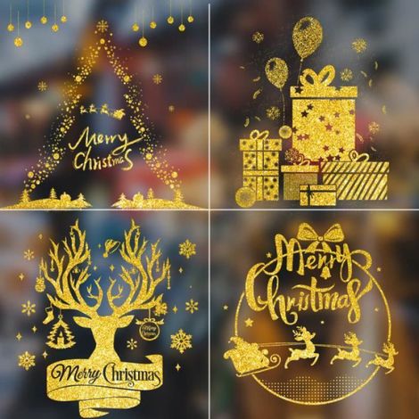 Sticker De Noel - PVC Reutilisable - 50 X 60 Cm - Decoration De Fenetre - Lot De 4 (1/3)