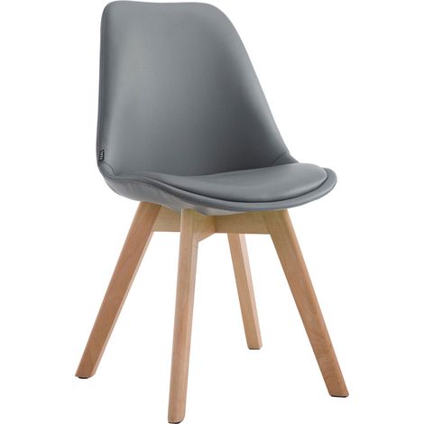 Chaise de salle à manger x1 style scandinave en PVC gris support 4 pieds en bois clair 100003744