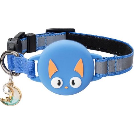 Katzenhalsband – mit Zubehör – Erstickungsschutzhalsband – verstellbar – Tracker nicht enthalten – blau (1/5)