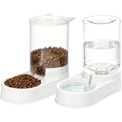 Trintion 2 Packs Automatic Cat Feeder and Water Dispenser Set 3.2L, Large Capacity Gravity Pet Food Bowl & Waterer for Cats and Small Medium Dogs (1/5)