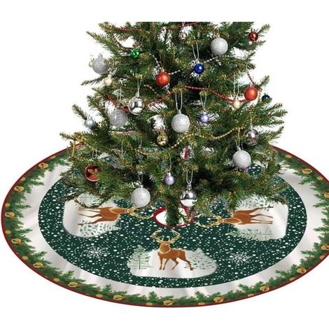 Jupe de Sapin de Noel,Dessous de Sapin de Noël,90cm Vert Tapis pour Sapin de Noel Couvre-Pied de Sapin,Décorations de Vacances Couvre Pied Sapin de Noel,Pliable Couverture d'arbre (1/5)