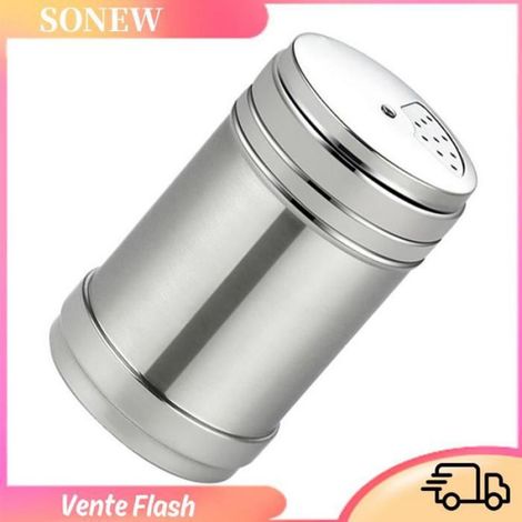 Sonew pot d'assaisonnement en acier inoxydable Pot à épices en acier inoxydable, rotatif manuel, multitrous, culinaires set L (1/5)