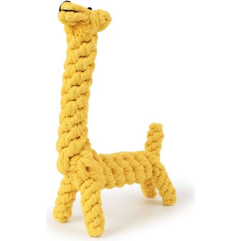 Corde en coton tressé en forme de girafe, résistante et anti-morsures, avec de multiples nœuds. Jouet pour animaux (lot de 2). (1/5)