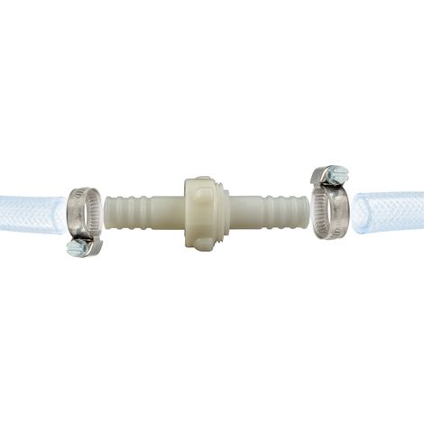 tecuro Schlauchkupplung 3/3, beidseitig Ø 40 mm, mit Edelstahlschlauchschellen - Nylon weiß (1/4)