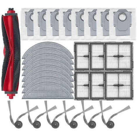 Pièces de rechange pour aspirateur robot Roborock Q10 VF/Q10 VF+ : brosse latérale principale, filtre HEPA, lingette de nettoyage et sac à poussière. (1/5)