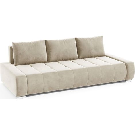 Sofa 3-Sitzer mit Schlaffunktion VOGAR Stoff Monolith Ecru (1/4)