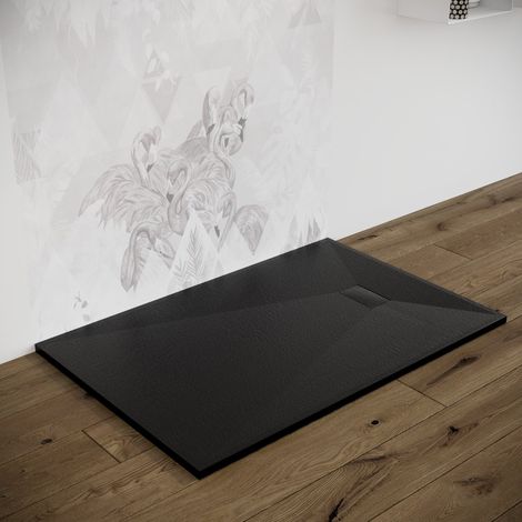 Piatto doccia 90X140 effetto pietra smc resina (no mineralmarmo) NERO spessore 2,6 cm Euclide