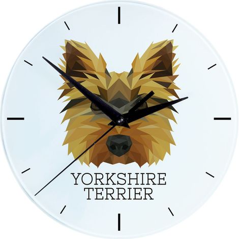 Yorkshire Terrier, York, York, Yorkie - orologio da parete geometrico con foto e iscrizione di Art-Dog (1/4)